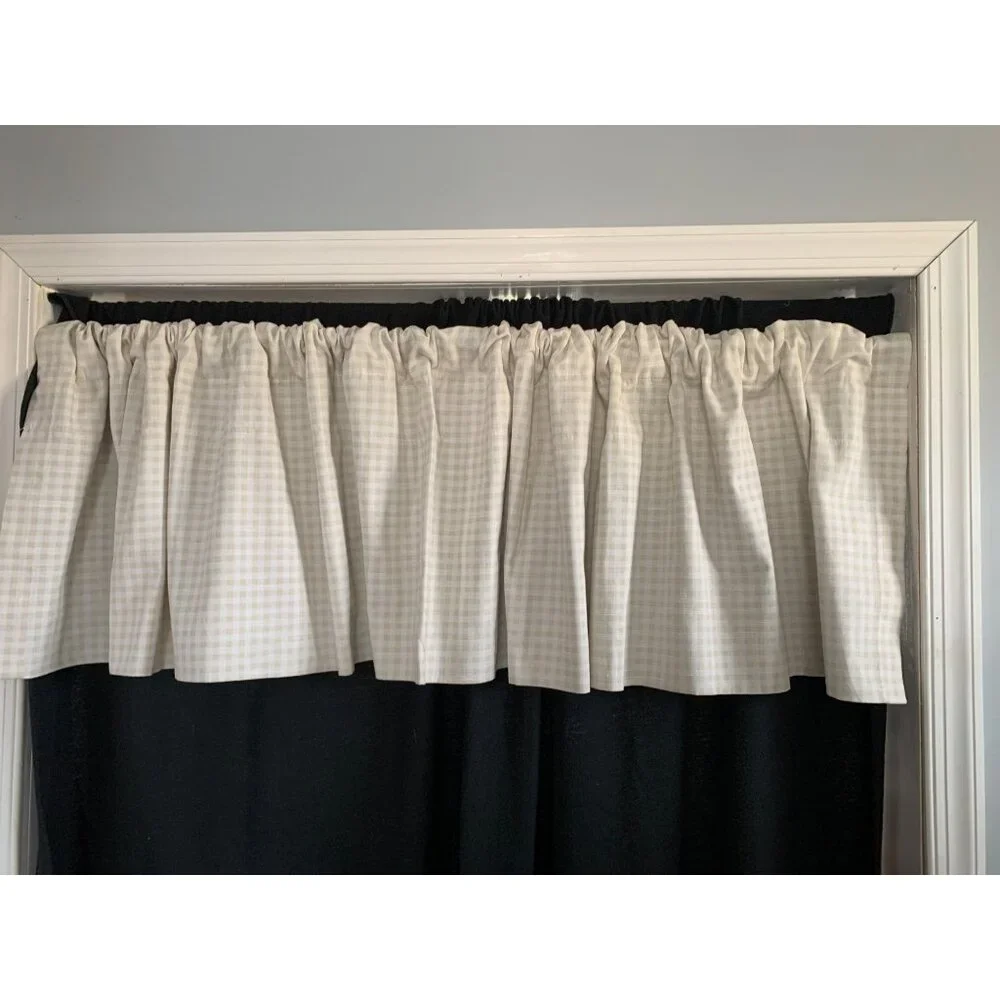 Croscill Beige Gingham Check Valance Curtain 17